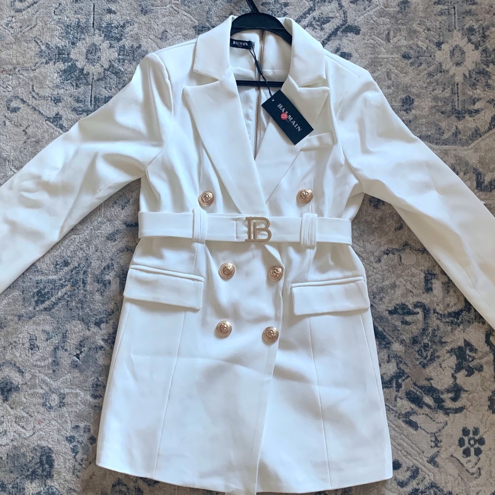 White Balmain Minidress Blazer